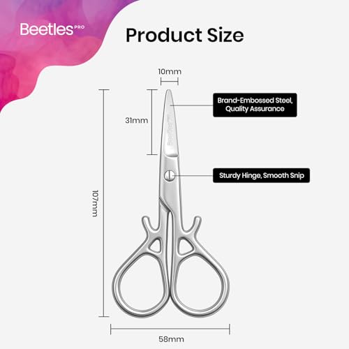 Image of Beetles Pro Curved Cuticle Scissors-Multi-Purpose Premium Stainless Steel Nail Scissors for Nail Paper Forms Stickers False Tips Manicure Art Tool Extra Sharp Blades Cuticle