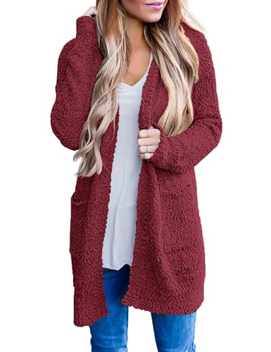 MEROKEETY Women's Long Sleeve Soft Chunky Knit Sweater Open Front Cardigans Outwear Coat