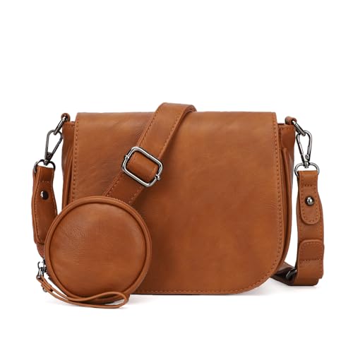 KL928 umhängetasche damen handtasche tasche schultertasche kleine Tasche damenhandtasche für Arbeit Einkaufen Reisen (Yellowish Brown)