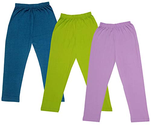 Image of IndiWeaves Girls Super Soft Cotton Solid Capri Pants (Purple, Green, Blue, 6-7 Years) Pack of 3