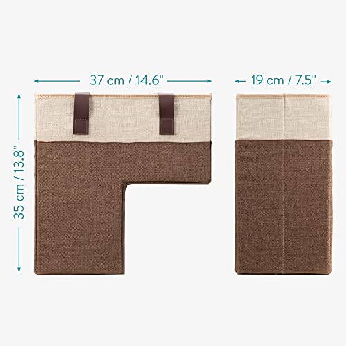 Navaris Treppenkorb mit Ledergriffen - Aufbewahrungskorb für die Treppe - L-Korb mit Trennwänden - Stufenkorb - Treppen Korb aus Polyester Leinen