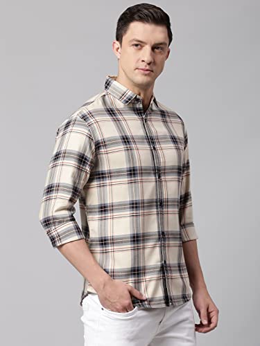 Dennis Lingo Men's Cotton Tartan Plaid Checkered Slim Fit Casual Shirt, Full Sleeve Shirt for Formal & Casual Wear