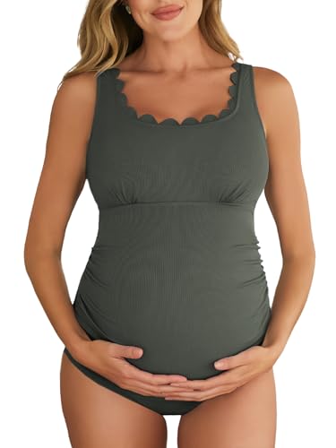 Summer Mae Gerippter Schwangerschafts-Badeanzug, einteilig, gewellter...