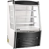 Global Industrial Nexel Refrigerated Open Display Merchandiser with Pull-Down Curtain, Includes 3 Adjustable Shelves, 13.8 Cu. Ft., Digital Thermostat, Black