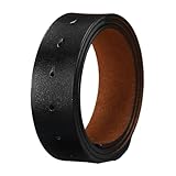 Modisches Aussehen WENH Neuer Herren-Ledergürtel mit glatter Schnalle, Ledergürtel ohne Kopf, Retro-Gürtel for Herren ohne Schnalle, länger stanzbar(150cm,Black)