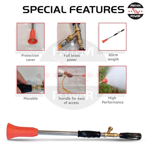 Image of Portable Power 8.5MM Sprayer Gun Long with Flower Cap for Use in Agriculture, Horticulture, Farm, Green House Fit to HTP and Power Sprayer Brass SS and ABS Plastic Gun (Red)