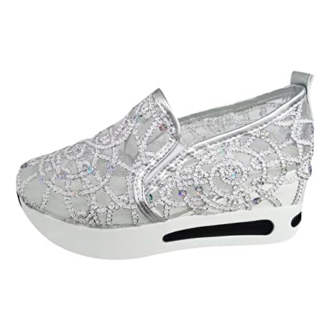 BMKKTOP Women's Navy Court Shoes with Diamante Cover