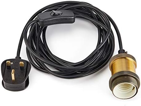Licperron Vintage Pendant Light Fitting, Plug in Pendant Light, Industrial Hanging Light Kit with On/Off Switch and 1.57in Plug in Cord