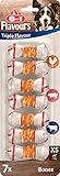 8in1 Triple Flavour Bones XS - Huesos de Perro masticables con Filete de Pollo, Piel de Cerdo y Piel de Res, 7 uds.