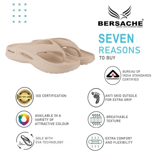 Image of BERSACHE Lightweight Stylish Flip Flop with Sole for Men (Grey)