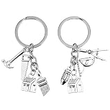 SOIMISS 2 Pièces Architecte Porte-Clés Ingénieur en Architecture Porte-Clés Crayon Maison Charme Boussole Géométrie Règle Pendentif Voiture Porte-Clés pour Architecte Enseignant Étudiant
