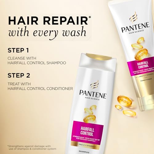 Image of Pantene Advanced Hairfall Solution, Hairfall Control Shampoo, Pack of 1, 340ML, Pink