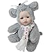 Northlight 6.75" Porcelain Pucker Up Baby in Mouse Costume Collectible Christmas Doll