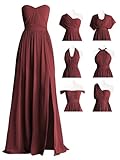 MYDRESS Chiffon Convertible Bridesmaid Dress Long Infinity Dress with Bandeau A Line Multi-Way Burgundy Twist Wrap Formal Gown Size 8