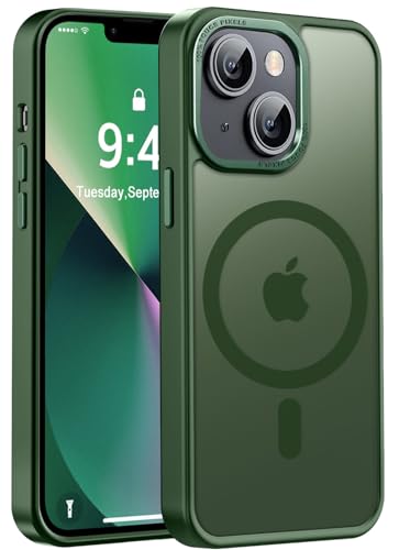 Newfuture Magnetic for iPhone 13/iPhone 14 Case Shockproof, Dark Green