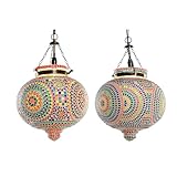  DKD Home Decor Suspension Verre Multicouleur 25 W 29 x 29 x 29 cm (2 Unités)