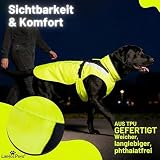 Wasserdichter Hunderegenmantel, reflektierenden Sicherheitsstreifen & Leinenöffnung – Leichte, Jacke für mittelgroße Hunde von Lautus Pets - XL, Gelb