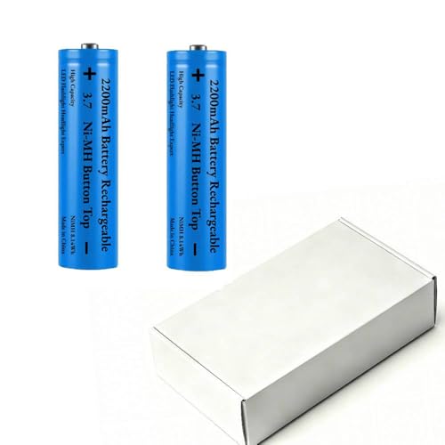 1 Pack Battery Case Set with 2 Pack 3 7 Button Top 2200mAh Battery Rechargeable Ni-MH Batteries NiMH 1000+ Cycles for Headlamp Flashlight Camera Small Fan Outdoor Garden Light White