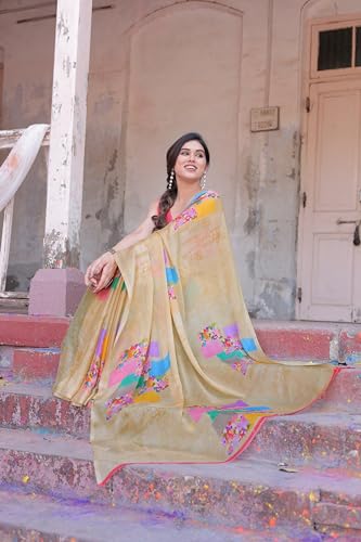 Image of MIRCHI FASHION Saree for Woman Chiffon Floral Printed | Lightweight Comfortable Daily Wear Women's Sari with Unstitched Blouse Piece (Available in 15 Colors)