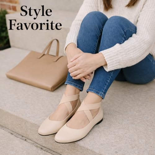 Image of EMMA NEW YORK Ankle Strap Flats for Women, Women Flat Ballerina Shoes, Women's Ballet Flats with Strap