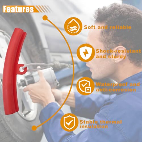 Image of LAINLOY 5PCS Car Tire Changing Rim Protector, Tire Changer Guard Edge Savers, Fixing Tire Rim Protective Cover for Wheel Scratch Prevention, Car Accessories for Motorcycle SUV (Red)