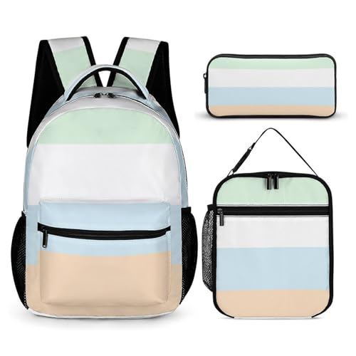 Backpack Bookbag Set Backpack with Lunch Box and Makeup Bag Travel Bookbag Daypack Set (Lgbt Pride Flag Unlabeled)