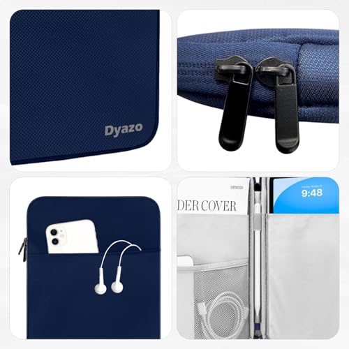 Image of Dyazo Tablet Sleeve for 9-11.6 Inch Tablets | Water-Resistant Protective Case with Front Pocket | Compatible with iPad Pro /Air, Samsung Galaxy Tab S9 /S8 /A9+, Lenovo, Realme, Xiaomi & OnePlus (Blue)