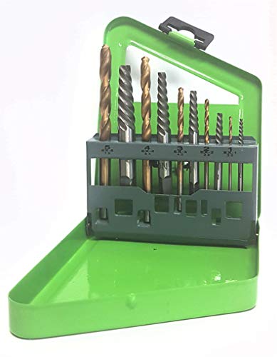 Wiertła HSS Tin u zestaw wykrętaków 10 szt. lewy