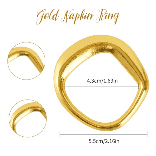 Image of APTWOW Gold Napkin Rings Set of 6, Tetragonum Metal Gold Napkin Holder Buckles, Fall Thanksgiving Christmas Napkin Rings, Napkins Rings for Dinner Table Decor
