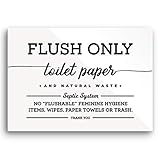 5x7 inch Elegant Septic System Bathroom Sign ~ Includes Adhesive ~ Stick, lean or Frame! ~ Flush Only Toilet Paper Natural Waste ~ Acrylic Sign