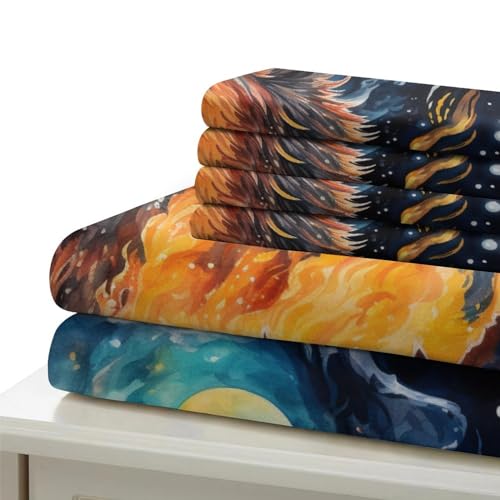 Housse de couette loup de flamme impression 3D haute définition parure de lit king en microfibre - 7