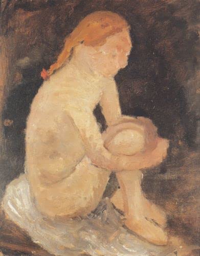 Tableau Toile Fille sédentaire Paula Modersohn Becker - SERENDIPITP Décoration Murale 60x90cm