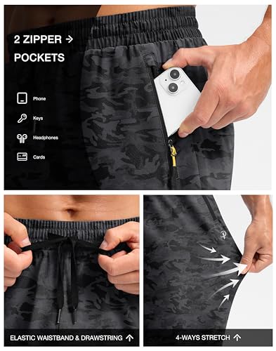 Image of Pudolla Men's Lightweight Hiking Pants Quick Dry Outdoor Sweatpants with Zipper Pockets for Athletic Workout Casual Travel