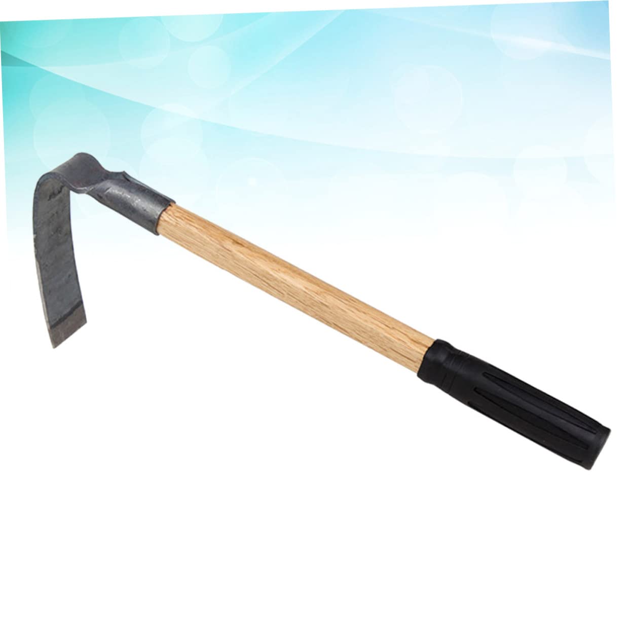 ORFOFE Azada de Acero Práctica para Jardinería, Mango de Madera y Empuñadura Antideslizante, Herramienta Ligera para Desherbar, Plantar y Aflojar Tierra en Balcones y Exteriores