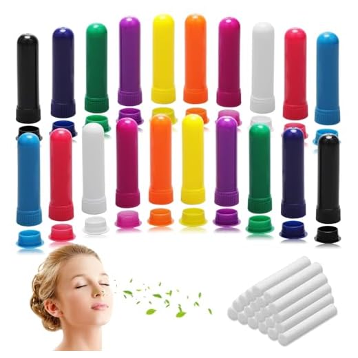 Bmliingchau 20 Stück Ätherisches Öl Röhren Riechstifte für Ätherische öle Docht Inhalierstift Riechstifte für Nase Inhalierstift für die Nase-Nasen Inhalatoren Röhrchen für Aromatherapie und Parfüm