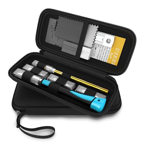 Cutter de Précisionm,Cutter - adapté à l'art,au passe-temps,au scrapbooking,diy et à la sculpture,etc.,Contient 2 knife,20 lames de couteau,boîte de rangement,Règle en acier,pierre à aiguiser (Bleu)