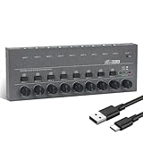 Horse Audio Mixer Line Mixer, 8-Channel Stereo Line Mixer for Sub-Mixing, Ultra Low Noise Operation, for Guitar, Microphone, Bass, Digital Keyboard, Suitable for Bar and Small Club, Gray
