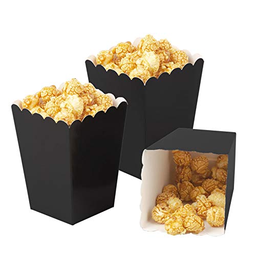 Image of Black Popcorn Boxes Mini Paper Popcorn Box Cardboard Popcorn Container for Party, Pack of 24