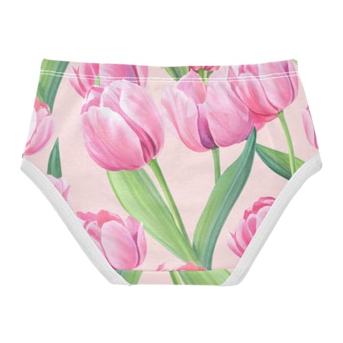Fun Toddler Underwear Custom 2t Cotton Girl Panties Cute Watercolor Pink Tulips Green Leavesl Briefs Undies Kids2
