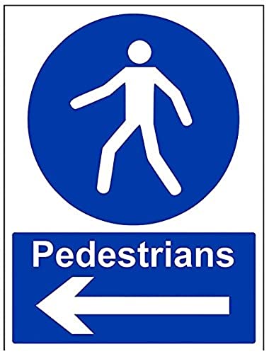 V Safety Pedestrians, Arrow Left Sign - 300mm x 400mm - 1mm Rigid Plastic