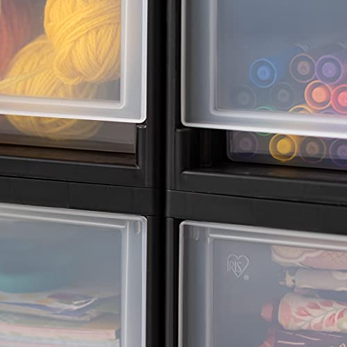 Iris Usa Stackable Storage Drawer, Plastic Drawer Organizer With Clear Doors For Pantry, Bedroom, Closet, Desk, Kitchen, Home And Office De-Clutter, Store Under-Sink, Shoes And Crafts - Black, 8 Pack #TOP5