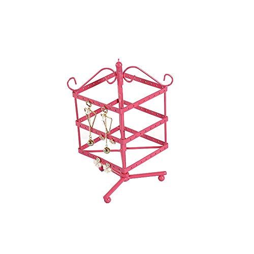 Preisvergleich Produktbild Schmuck Lagerregal Wunderschöne kreative schmiedeeisen kann gedreht werden ohrringe schmuck schmuck ohrringe fach 96 loch lagerung stand schmuck Desktop-Schmuckständer ( Color : Red , Size : 23x11cm )