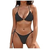 Sexy Triangel Bikini Damen Set Zweiteiliger Badeanzug String Bikinis Badebekleidung für Damen Push...