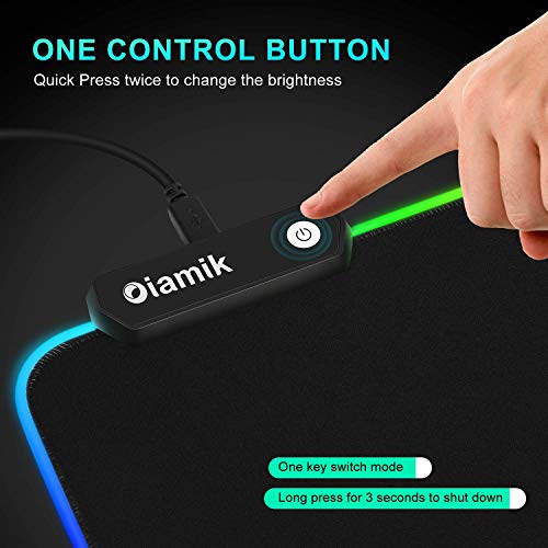 Oiamik Rgb Mouse Pad Gaming Non-Slip Rubber Base Gaming Mousepad Small With 12 Lighting Modes Led Mouse Pads For Home Office Laptop Computer Black 250 X 300Mm / 11.8 X 9.8 Inches #TOP2