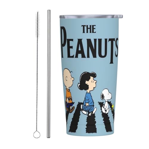 スヌーピー ストロー&ストローブラシ付き マグカップ コーヒーカップ 600ML コンビニカップ タンブラー ステンレス製 保冷 保温 車用 蓋付き 持ち運び 水筒 大容量 直飲み 人気 プレゼント Straw Two-Piece Set