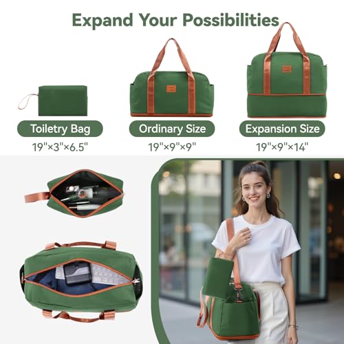 Image of Hoteel Luggage Sets 3 Piece, 4-Yr Warranty Durable Suitcase Dual-Spinner Wheel TSA Lock, Lightweight Travel Hardshell ABS Carry on Luggage for Men&Women, Forest Green(20in /DB /TB)
