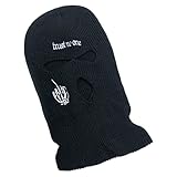 luchike maschera da sci a forma di teschio a 3 fori, passamontagna per il viso, maschera invernale termica, per sci, ciclismo, campeggio, arrampicata, nero , ml