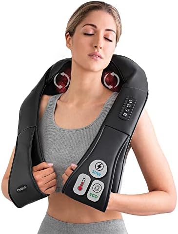 Avora Wellness, with Heat - 3D Neck and Shoulder Massager - Electric Shiatsu neck shoulder massager for Pain Relief - Kneading