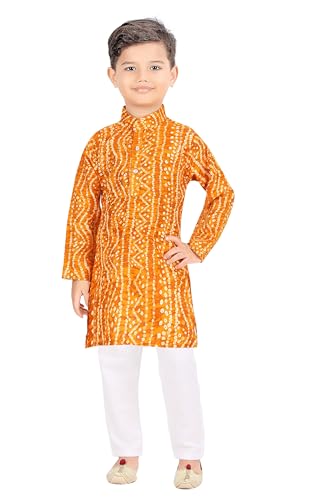TinySteps® Traditional Bandhani Print Kids Festive Ethnic Wear Boys Cotton Kurta Pajama Set