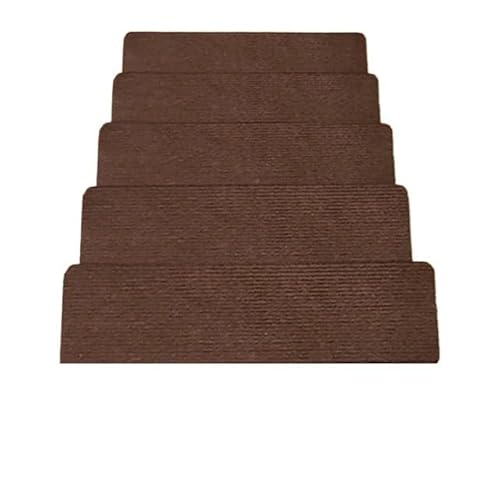 ZIUBMVDYC Peldaños Antideslizantes para escaleras, Alfombra Antideslizante autoadhesiva for escalones de Escalera, Fibra sintética, Paquete de 5, Multicolor(5pcs Brown)